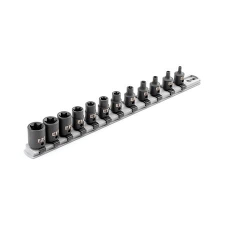 Tekton 3/8 Inch Drive External Star Impact Socket Set with Rail, 12-Piece (E4 - E20) SID91116